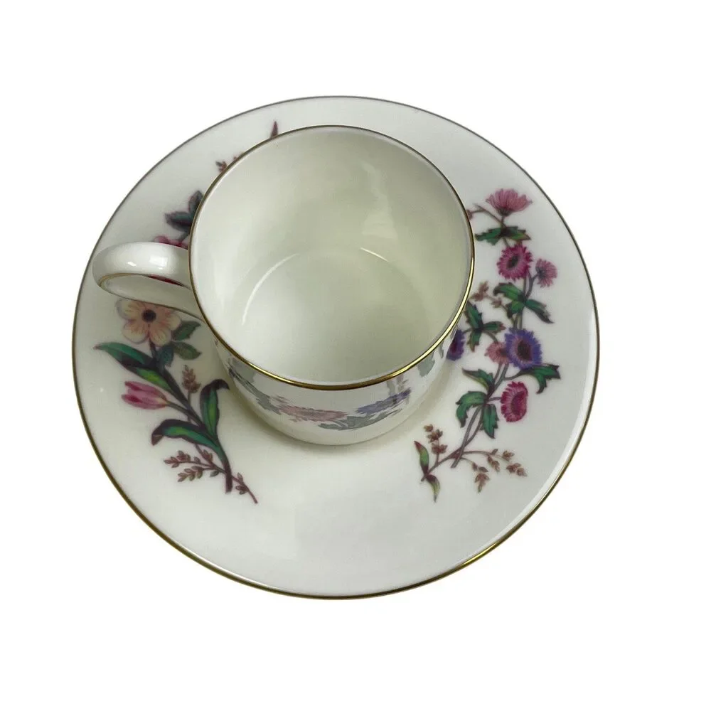 Vintage Wedgwood Devon Sprays England Cup & Saucer Floral Bone China Teacup Set